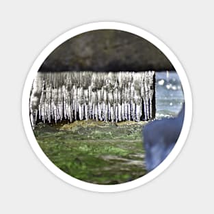 Ice Stalactites on a Bridge Magnet